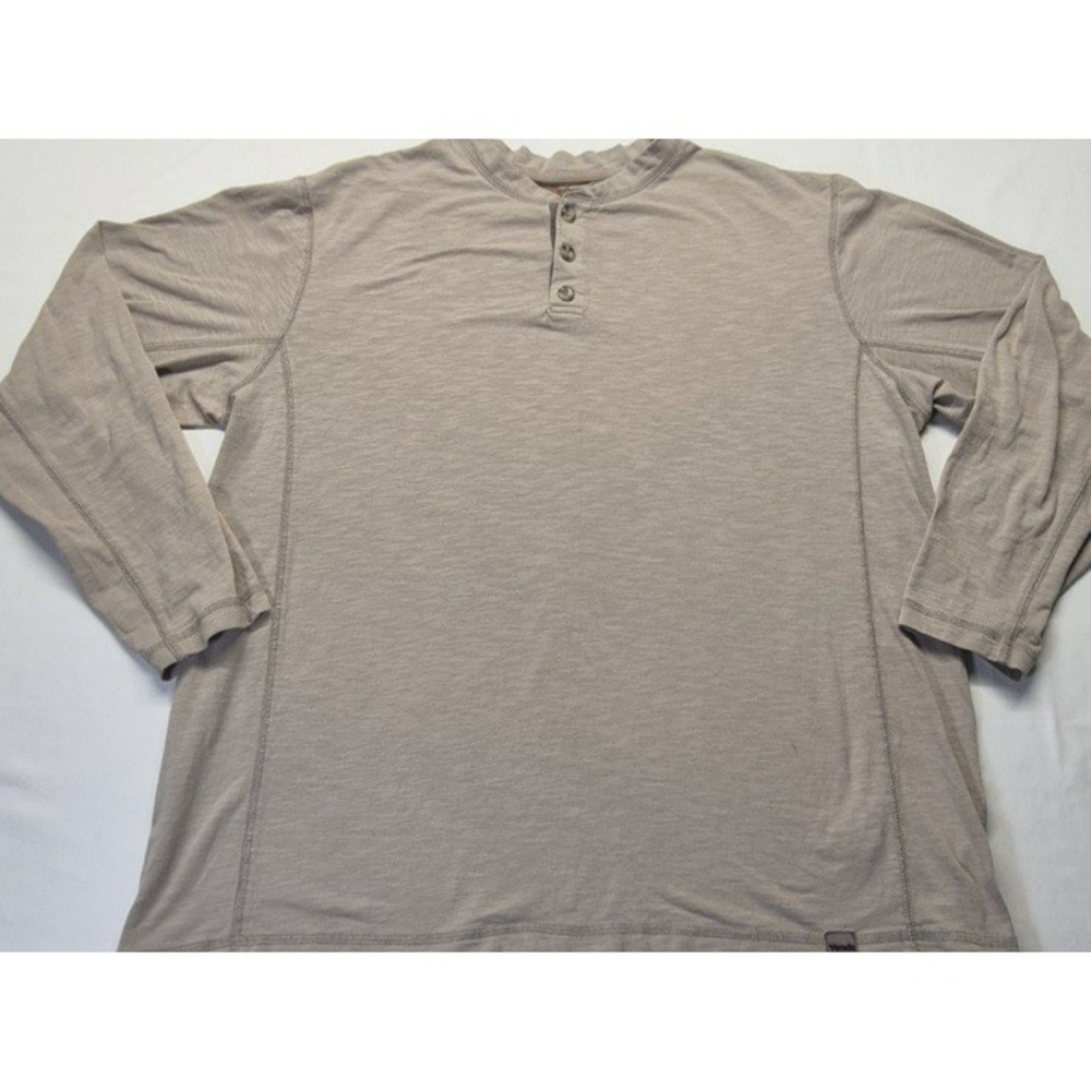 Venado men's tan long sleeve flex Henley pullover shirt sz. XL